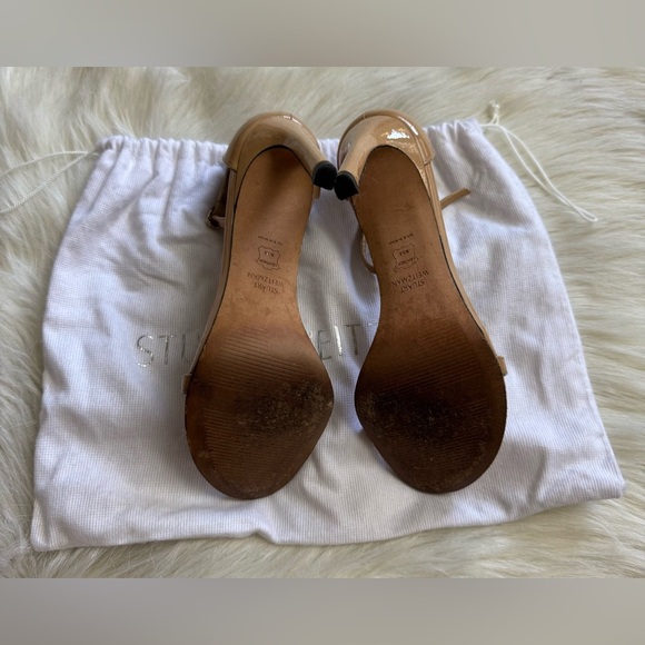 Stuart Weitzman Nudist Heels Beige Nude Ankle Strap Stiletto - Picture 5 of 8